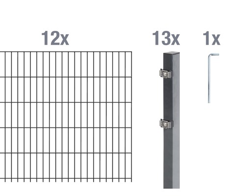 Doppelstabmatten-Set ALBERTS 6/5/6 2400 x 100 cm anthrazit Doppelstabmatten-Set ALBERTS 6/5/6 2400 x 100 cm anthrazit