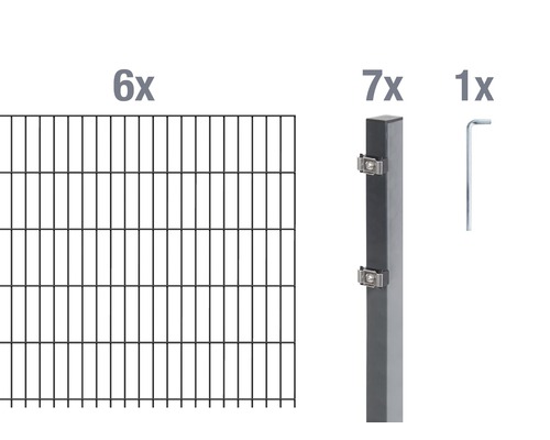 Doppelstabmatten-Set ALBERTS 6/5/6 1200 x 100 cm anthrazit Doppelstabmatten-Set ALBERTS 6/5/6 1200 x 100 cm anthrazit