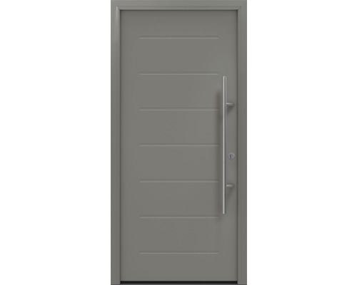 Haustür EcoStar ISOPRO Secur IPS 015 1100 x 2100 mm Rechts RAL 9007 graualuminium matt inkl. Beschlag-Set,Edelstahl Stangengriff,Sicherheitsprofilzylinder mit 5 Schlüsseln