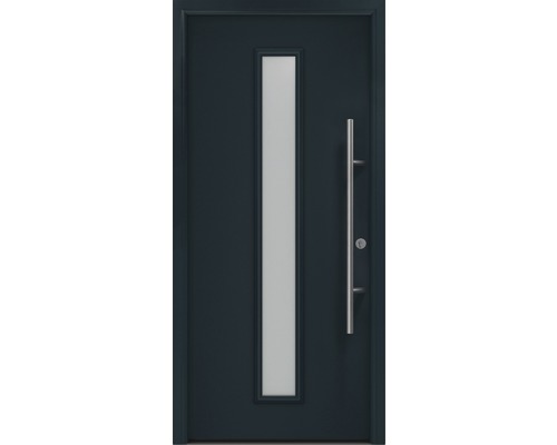 Haustür EcoStar ISOPRO Secur IPS 020S 1100 x 2100 mm Rechts RAL 7016 anthrazitgrau inkl. Beschlag-Set,Edelstahl Stangengriff,Sicherheitsprofilzylinder mit 5 Schlüsseln Moderne Haustür mit vertikalem Glaseinsatz und Edelstahlgriff