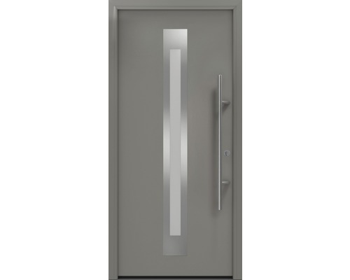 Haustür EcoStar ISOPRO Secur IPS 770S 1100 x 2100 mm Rechts RAL 9007 graualuminium matt inkl. Beschlag-Set,Edelstahl Stangengriff,Sicherheitsprofilzylinder mit 5 Schlüsseln Graue Haustür mit senkrechtem Glaseinsatz und Stangengriff