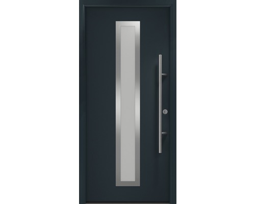 Haustür EcoStar ISOPRO Secur IPS 700S 1100 x 2100 mm Rechts RAL 7016 anthrazitgrau inkl. Beschlag-Set,Edelstahl Stangengriff,Sicherheitsprofilzylinder mit 5 Schlüsseln Haustür mit Glaseinsatz und Griffstange