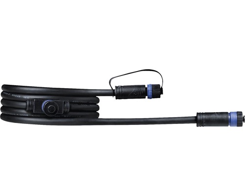 Paulmann Plug & Shine Kabel IP68 1in-2out 2,0 m schwarz 24V Schwarzes Anschlusskabel mit Stecker
