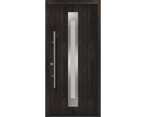 Haustür EcoStar ISOPRO Secur IPS 770S 1100 x 2100 mm Links night oak inkl. Beschlag-Set,Edelstahl Stangengriff,Sicherheitsprofilzylinder mit 5 Schlüsseln