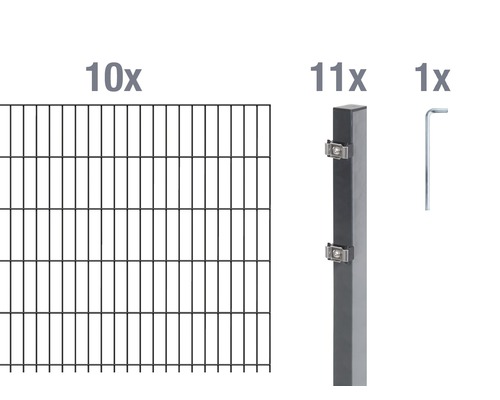 Doppelstabmatten-Set 6/5/6 2000x120 cm antrazit