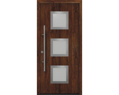 Haustür EcoStar ISOPRO Secur IPS 810S 1100 x 2100 mm Links dark oak inkl. Beschlag-Set,Edelstahl Stangengriff,Sicherheitsprofilzylinder mit 5 Schlüsseln