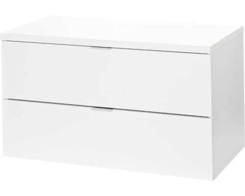 Weißer Waschtischunterschrank mit zwei Schubladen