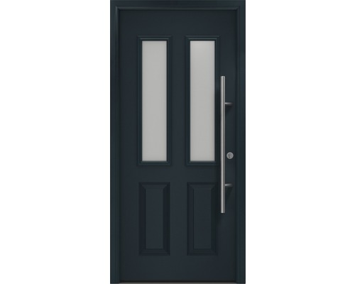 Haustür EcoStar ISOPRO Secur IPS 410S 1100 x 2100 mm Rechts RAL 7016 anthrazitgrau inkl. Beschlag-Set,Edelstahl Stangengriff,Sicherheitsprofilzylinder mit 5 Schlüsseln Eingangstür mit zwei Glaseinsätzen und Griffstange