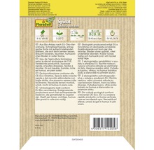 Spinatsamenpackung FloraSelf mit Informationen zu Anbau und Ernte.