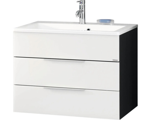 Waschtischunterschrank FACKELMANN Style 80 cm weiß anthrazit montiert 80953
