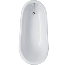 Weisse Badewanne von oben mit Abflussgarnitur