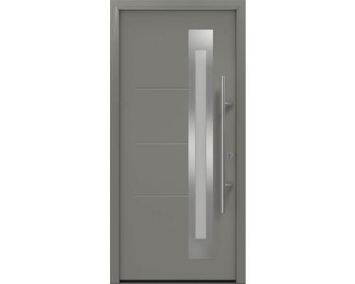 Haustür EcoStar ISOPRO Secur IPS 780S 1100 x 2100 mm Rechts RAL 9007 graualuminium matt inkl. Beschlag-Set,Edelstahl Stangengriff,Sicherheitsprofilzylinder mit 5 Schlüsseln Moderne Haustür mit geraden Linien und einem Griff