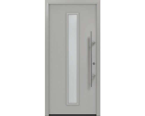 Haustür EcoStar ISOPRO Secur IPS 020S 1100 x 2100 mm Rechts RAL 9006 weißaluminium matt inkl. Beschlag-Set,Edelstahl Stangengriff,Sicherheitsprofilzylinder mit 5 Schlüsseln