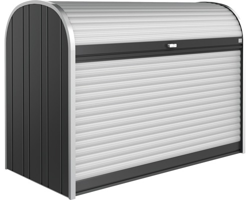 Mülltonnenbox Biohort StoreMax 190 190x97x136 cm dunkelgrau-metallic Gartenschrank mit Rollladensystem für den Außenbereich