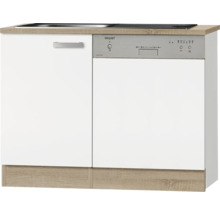 Spülenschrank inkl Spüle Geschirrspülerblende für teilintegrierten Geschirrspüler Optifit Zamora214 BxTxH 110 x 60 x 84,8 cm Frontfarbe weiß matt Korpusfarbe eiche hell-thumb-0