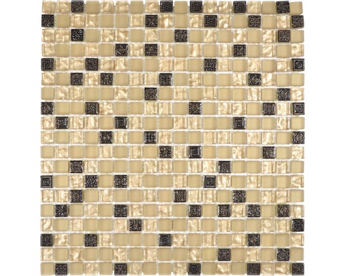 Glasmosaik mit Naturstein XCM M960 30,5x32,2 cm beige