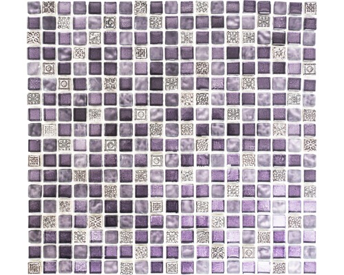 Glasmosaik mit Naturstein XCM M970 30,5x32,2 cm lila