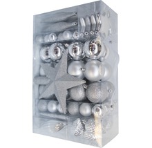 Weihnachtsbaumschmuck Set mit Stern, Kugeln und Zapfen im transparenten Kasten