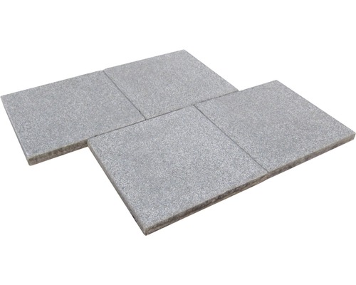 Beton Terrassenplatte iStone Starter grau 40 cm x 40 cm x 4 cm Vier graue Pflastersteine aus Granit
