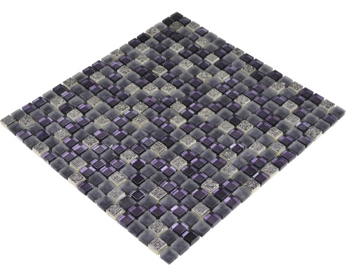 Quadratisches Mosaikfliesen-Netz mit Glas- und Ornamentdetails