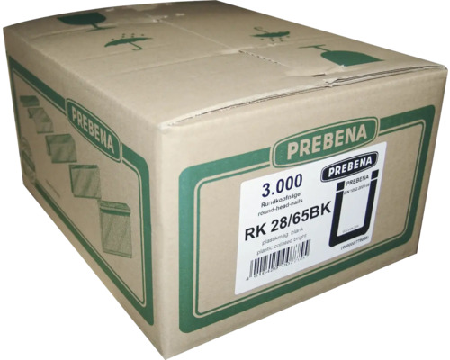 Karton mit 3000 Prebena Rundkopfnägel RK 28/65BK