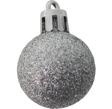 Silberfarbene Christbaumkugel mit Glitzer