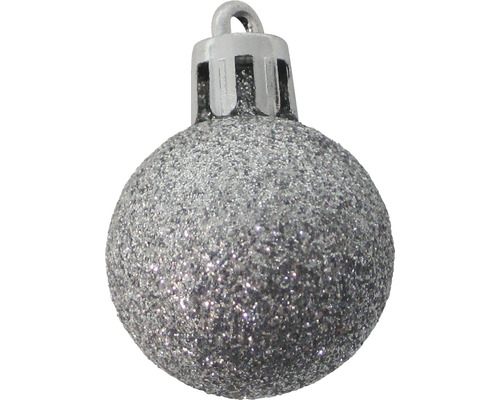 Silberfarbene Christbaumkugel mit Glitzer