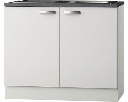 Optifit Spülenschrank inkl Spüle Lagos286 BxTxH 100x60x84,8 cm weiß glänzend zerlegt Anschlag reversibel (links oder rechts montierbar)