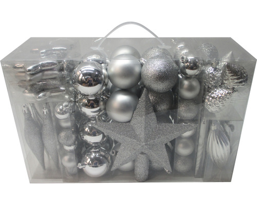 Verpackung mit Christbaumschmuck in verschiedenen Formen und Ausführungen