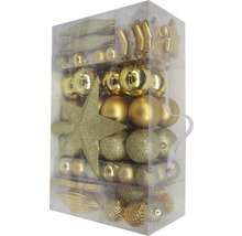 Weihnachtsbaumschmuck Set mit Weihnachtskugeln und Sternen in transparenter Verpackung