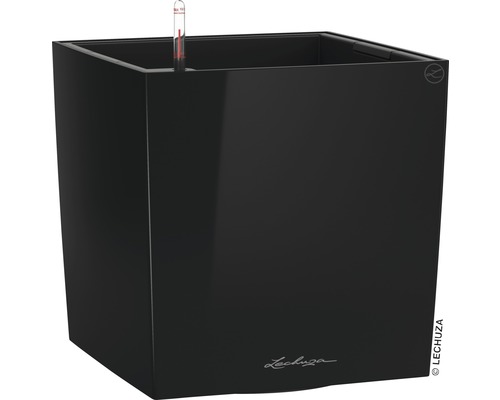 Pflanzkübel Lechuza Cube 40 Komplettset schwarz inkl. Erdbewässerungsystem Pflanzeinsatz Substrat Wasserstandsanzeiger-0