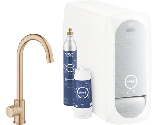 GROHE Küchenarmatur mit Sprudel GROHE BLUE HOME warm sunset gebürstet 31498DL1 Grohe Blue Wassersystem mit Armatur, Filter und Kohlensäureflasche