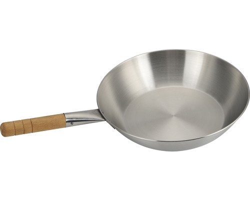 Bratpfanne aus Edelstahl mit Holzgriff