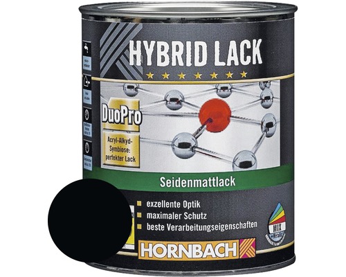 HORNBACH Buntlack Hybridlack Möbellack seidenmatt RAL 9005 tiefschwarz 750 ml
