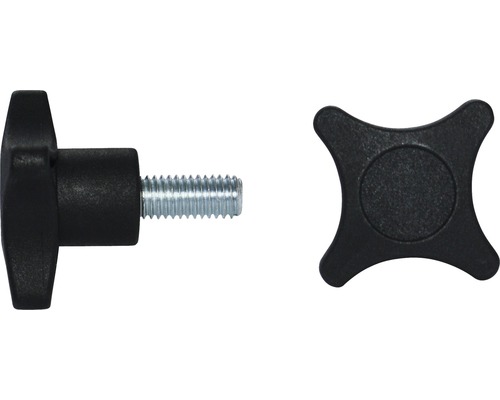 Kreuzgriffschraube Ø 40 mm M6x20 schwarz Schraube mit Knebelgriff und Viersternmutter