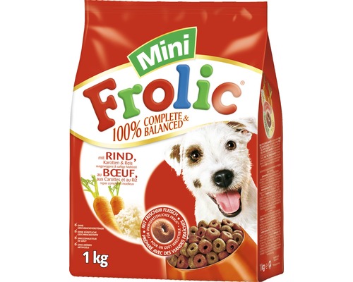 Hundefutter trocken Frolic Mini Rind Karotten Reis Adult 1 kg