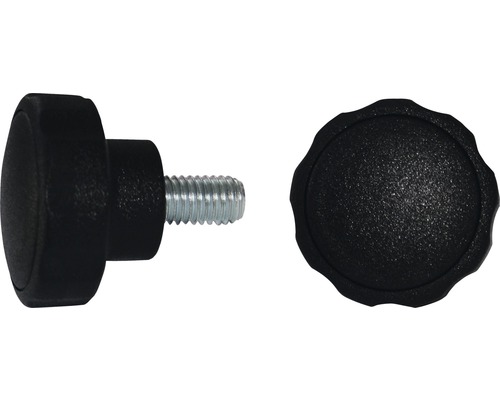 Sterngriffschraube Ø 32,5 mm M6x14 schwarz Rändelknopf mit Gewindebolzen