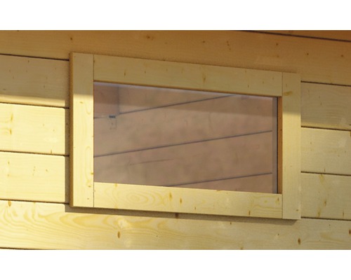 Einzelfenster für Gartenhaus 38 mm Karibu feststehend 85x44 cm natur-0