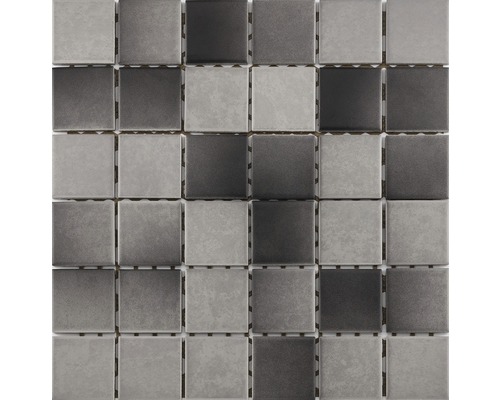 Keramikmosaik für die Dusche R10B grau/anthrazit glasiert 30x30 cm Mosaikfliese mit quadratischen Steinen in verschiedenen Grautönen