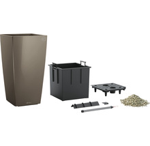 Pflanzvase Lechuza Cubico 30 Komplettset H 56 cm taupe inkl. Erdbewässerungsystem Pflanzeinsatz Substrat Wasserstandsanzeiger
