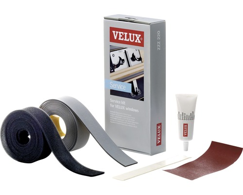 VELUX Kombi-Pflege-Set ZZZ 220 für Kunststoff- und Holzfenster Velux Service Kit für Fenster, bestehend aus Dichtungen, Schmiermittel und Schleifpapier