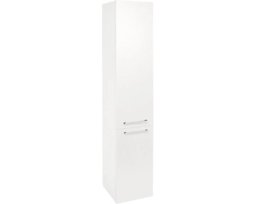 Hochschrank Somero hochglanz weißt Höhe 150 cm Breite 30 cm links/rechts montierbar Weißer Hochschrank mit zwei Schubladen und Griffen.