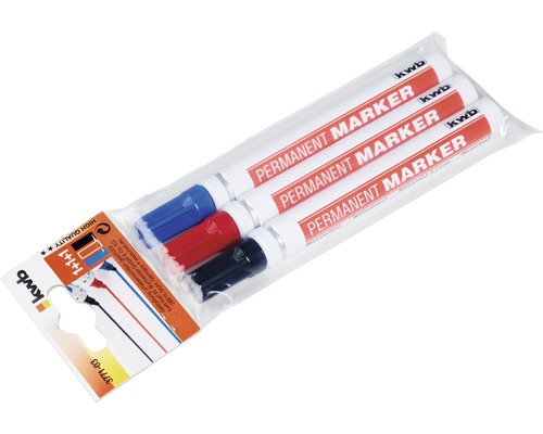 Verpackung mit drei Permanentmarkern