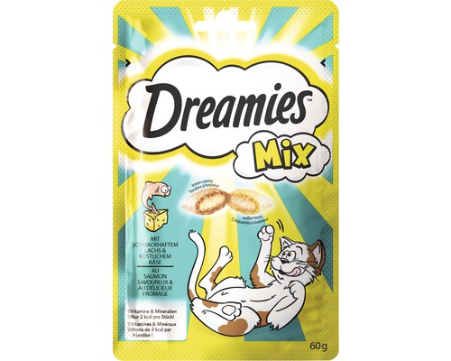 Katzensnack Dreamies Mix mit Lachs und Käse 60 g Dreamies Mix Katzenleckerli mit Lachs und Käse in 60 Gramm Packung
