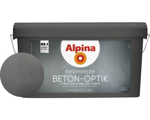 Alpina Farbrezepte Effektfarbe Beton-Optik Komplett Set grau ink. Alpina-Kelle