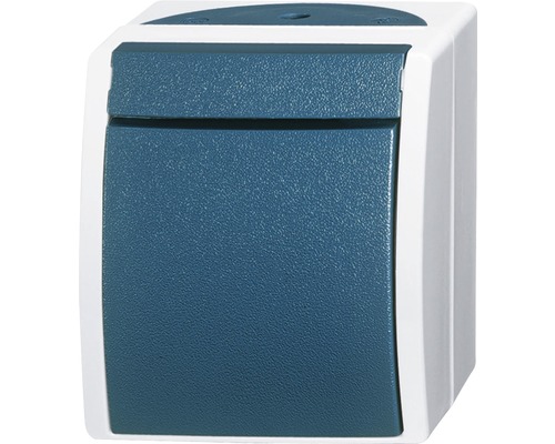 Busch-Jaeger 2621 W-53 Feuchtraum Taster IP44 Aufputz hellgrau/blaugrün Ocean Feuchtraum Schalter