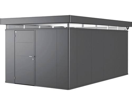 Gerätehaus Biohort CasaNova Tür links 330 x 530 cm dunkelgrau-metallic Modernes Gerätehaus mit Tür und Oberlicht