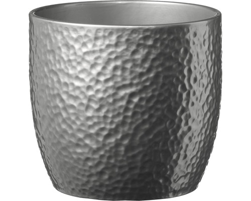 Blumentopf Soendgen Boston Keramik Ø 13 H 12 cm silber Blumentopf mit gehämmerter Textur