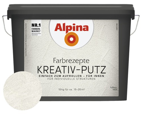 Alpina Effektfarbe Farbrezepte Kreativ Putz weiß 10 kg