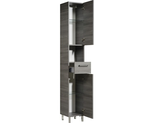 Hochschrank mit Schublade und Glasböden für das Badezimmer